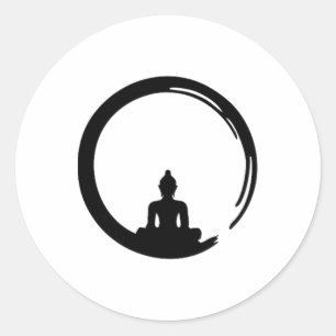 Enso, Zen, Circle, Buddha Meditation Japan Calligr Classic Round Sticker