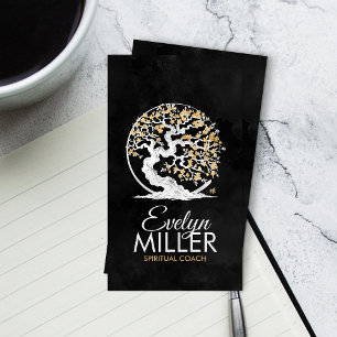 Enso Zen Circle Sakura Tree - Golden Blossom Business Card