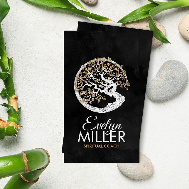 Enso Zen Circle Sakura Tree - Golden Blossom Business Card (Creator Uploaded)