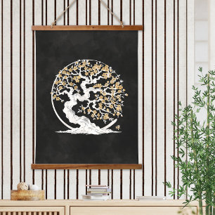 Enso Zen Circle Sakura tree Hanging Tapestry