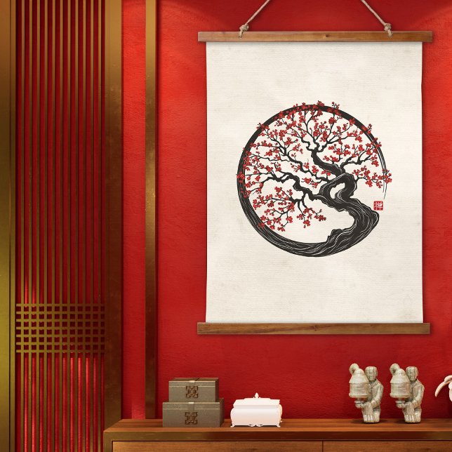 Enso Zen Circle Sakura tree Hanging Tapestry (Creator Uploaded)