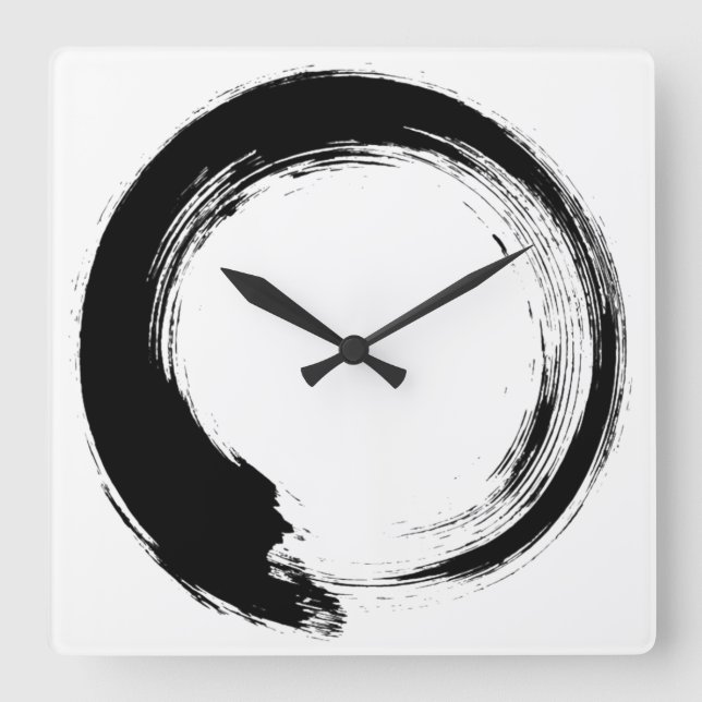 Enso Zen Circle Square Wall Clock (Front)