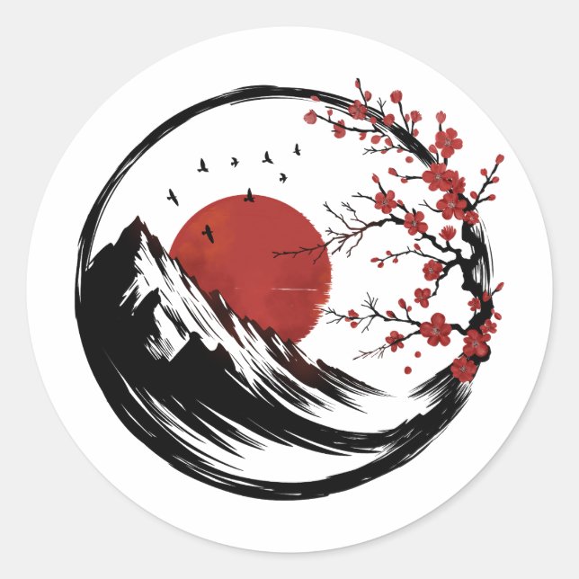Enso Zen: Dawn's Tranquillity Classic Round Sticker (Front)