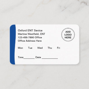 ENT Doctor Office Appointment Cards