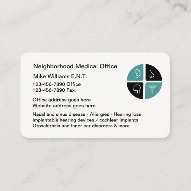 ENT Otolaryngologists Staff Business Cards (Front)