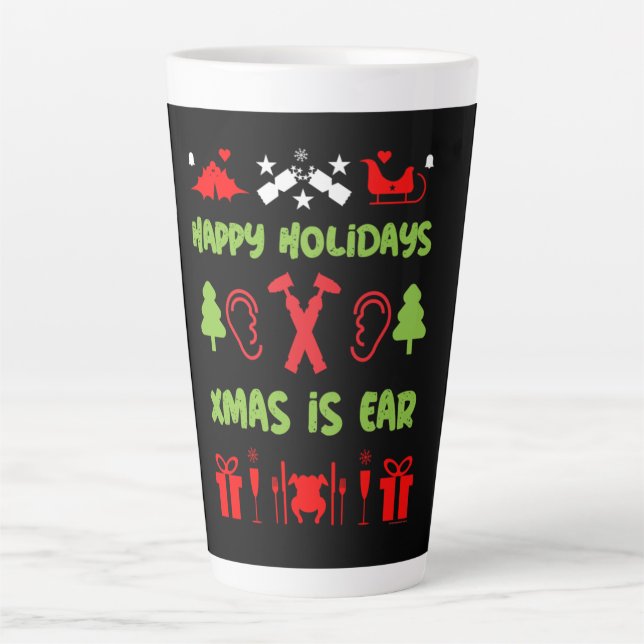 ENT Otolaryngology Otorhinolaryngologist  Xmas Lar Latte Mug (Front)