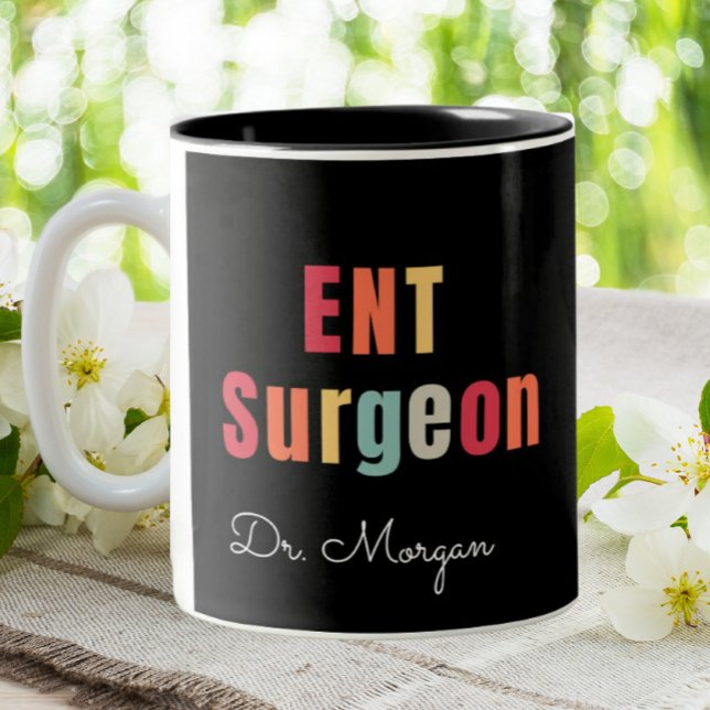 ENT Surgeon Doctor Otolaryngology Personalised  Two-Tone Coffee Mug (Creator Uploaded)