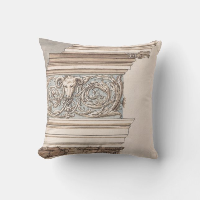 Entablature Vintage Drawing Illustration Cushion (Front)