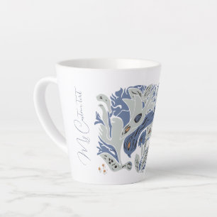 Entangled Birds Customisable text blue/grey TWArt Latte Mug