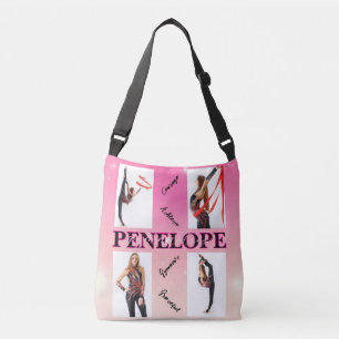 Entangled Gymnastics Pink 4 Photo Encouragement Crossbody Bag
