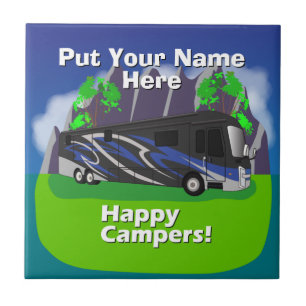 Entegra Aspire RV Blue Happy Camper Design Ceramic Tile