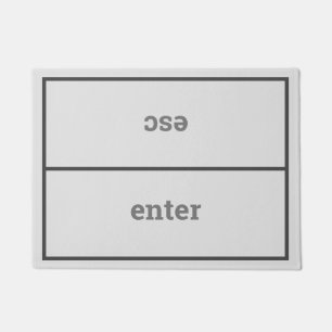 Enter Esc   Geeky Light Grey Computer Keys Doormat