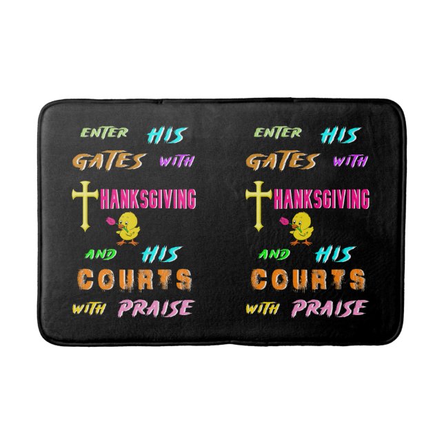 Enter His Gates Chick November Cross Thanksgiving Bath Mat (Front)
