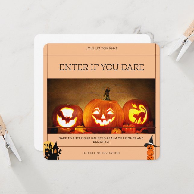 Enter If You Dare: A Haunted Halloween Night Await Invitation (Front/Back In Situ)