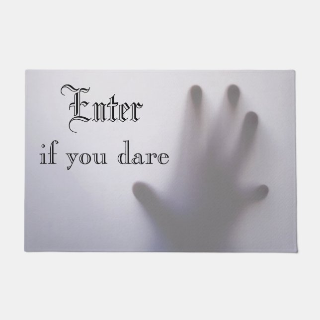 "Enter if you dare" Creepy Hand Halloween Season Doormat (Front)