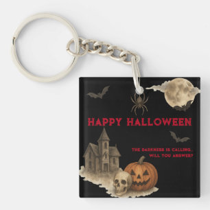 Enter If You Dare - Spooky Haunted House Halloween Key Ring