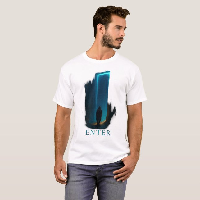 ENTER Portal T-Shirt – Dark Surreal Sci-Fi Graphic (Front Full)