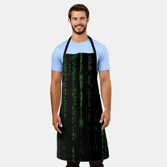 Enter the Matrix BBQ, futuristic style kitchen Apron (Worn)