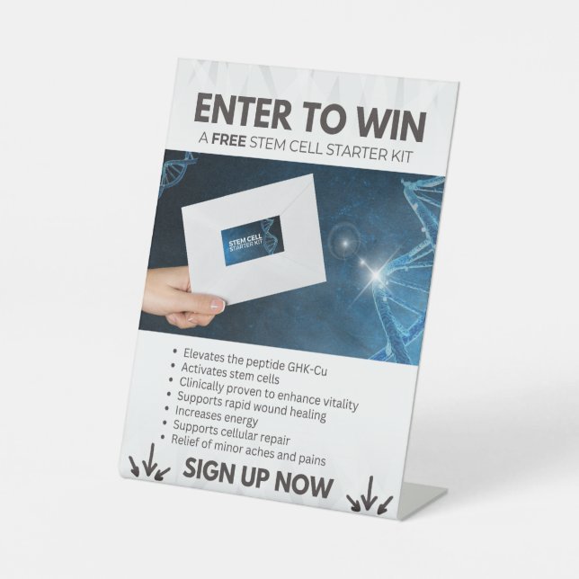 Enter To Win a Stem Cell Starter Kit Pedestal Sign (Front)