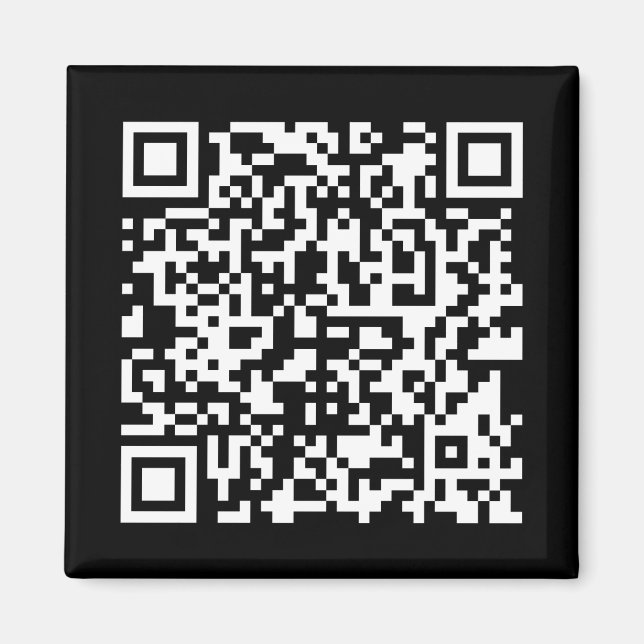 Enter URL & Create Scannable QR Code | Black White Magnet (Front)