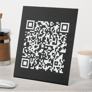 Enter URL & Create Scannable QR Code Black White Pedestal Sign