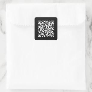 Enter URL & Create Scannable QR Code   Black White Square Sticker