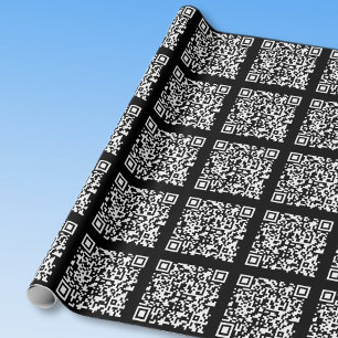 Enter URL & Create Scannable QR Code Black White Wrapping Paper