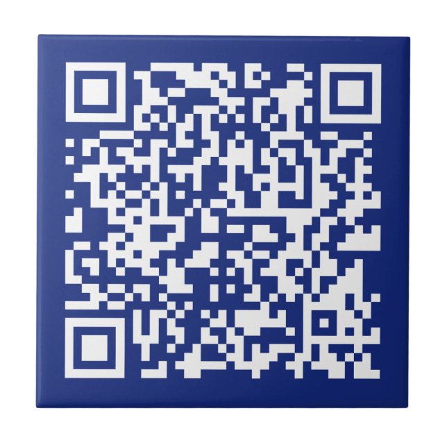 Enter URL Instantly Generated QR Code | Navy Blue Ceramic Tile (Front)