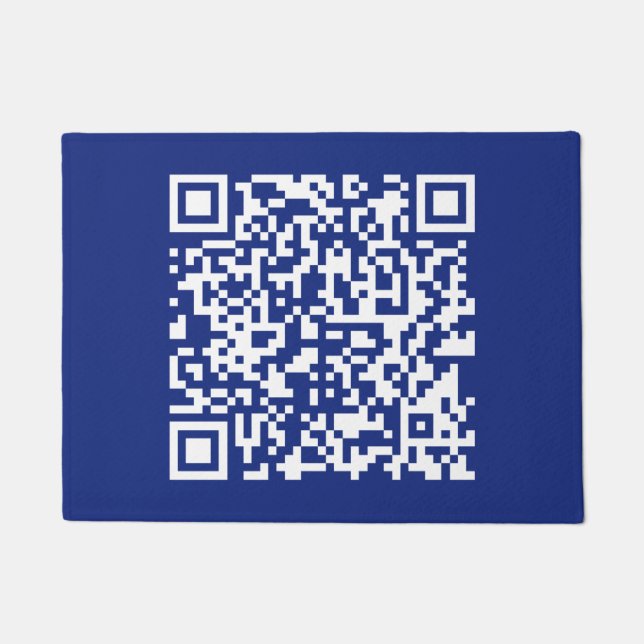 Enter URL Instantly Generated QR Code | Navy Blue Doormat (Front)