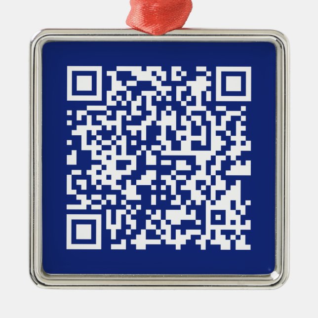 Enter URL Instantly Generated QR Code | Navy Blue Metal Ornament (Front)