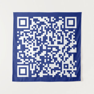 Enter URL Instantly Generated QR Code Navy Blue Tapestry