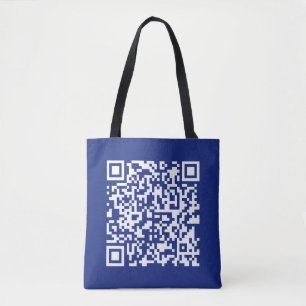Enter URL Instantly Generated QR Code Navy Blue Tote Bag