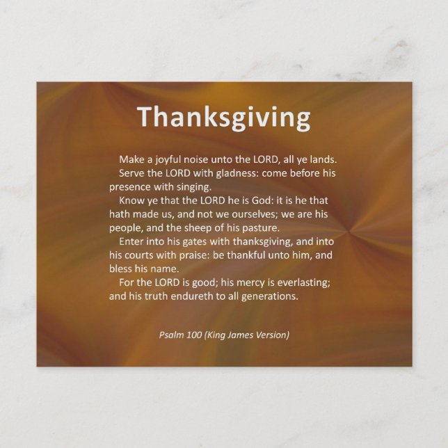 Enter With Thanksgiving & Blessing Psalm 100 Holiday Postcard (Front)