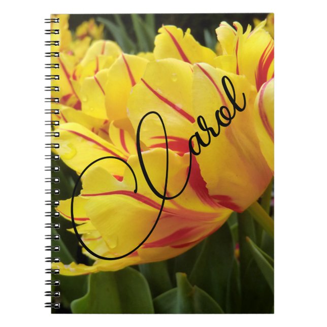 Enter Your Name on Custom Yellow Tulips Notebook (Front)