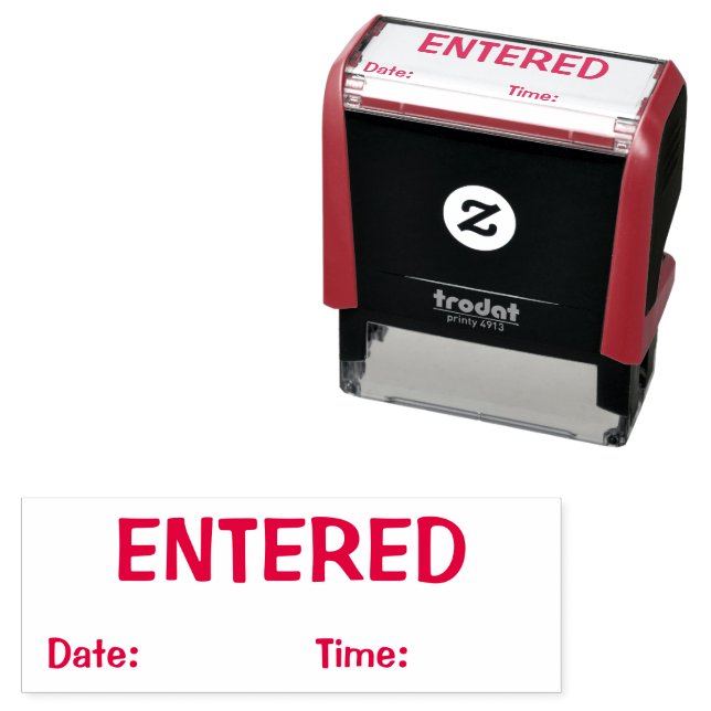 ENTERED With Date Time Red Ink Self-inking Stamp (In Situ)