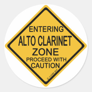 Entering Alto Clarinet Zone Classic Round Sticker