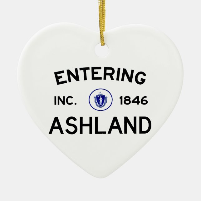 Entering Ashland Ceramic Ornament (Front)