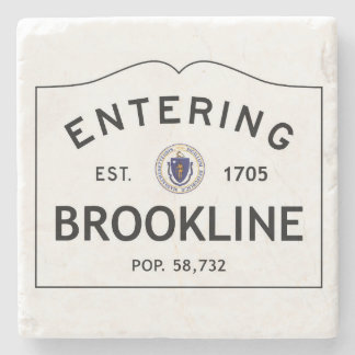 Entering Brookline Massachusetts Marble Coaster