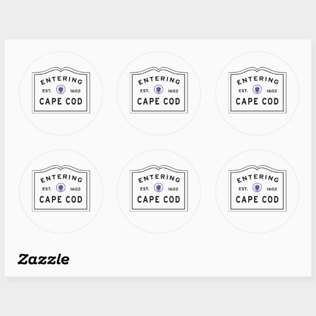 Entering Cape Cod Massachusetts Sign Classic Round Sticker (Sheet)