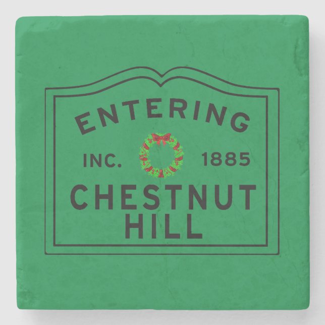 Entering Chestnut Hill MA Stone Coaster (Front)