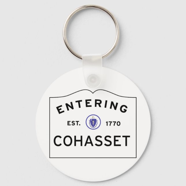Entering COHASSET MASSACHUSETTS Street Sign Key Ring (Front)