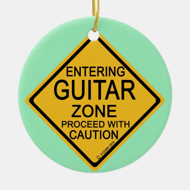 Entering Guitar Zone Ceramic Ornament (Front)