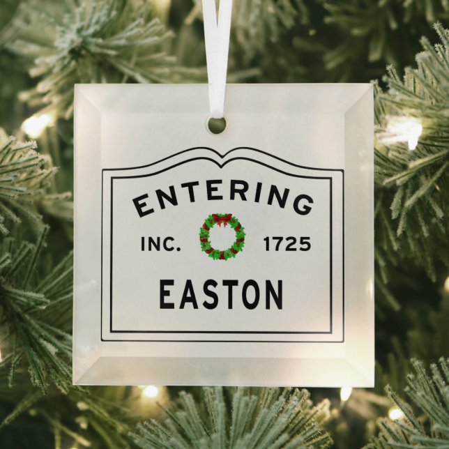 Entering Massachusetts Town Easton Glass Tree Decoration (Insitu)