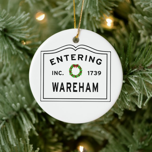 Entering Massachusetts Town Wareham Ceramic Ornament (Tree)