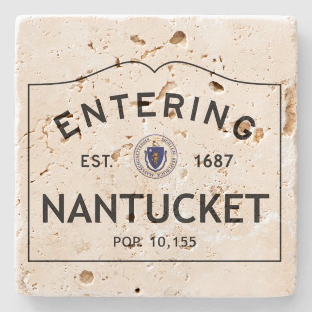Entering Nantucket Stone Coaster (Front)