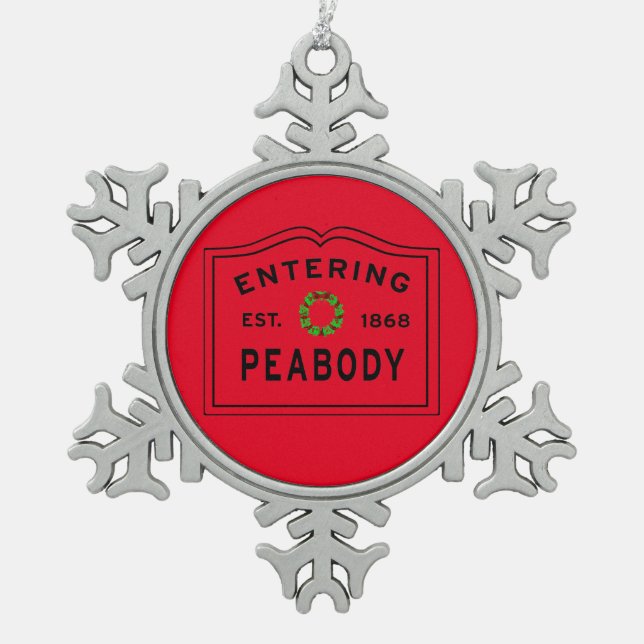 Entering Peabody, MA Christmas Snowflake Pewter Christmas Ornament (Front)