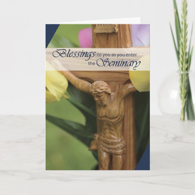 Entering Seminary Wooden Crucifix Card (Front)
