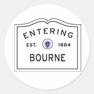 Entering the Town of Bourne MA Classic Round Sticker