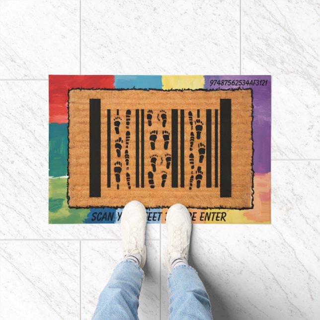Entertaining Footprint Barcode Funny Barcode  Doormat (Indoor)