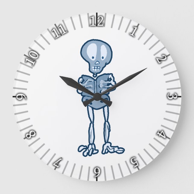 Enthraled Ethan Literary Skeleton with Book Large Clock (Front)